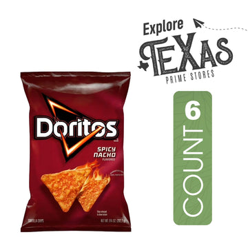Doritos 6-Pack Of Spicy Nacho Flavored Tortilla Snack Chips 9.25 Oz Bag + 1 Freebie By Lavinia Essentials Brand