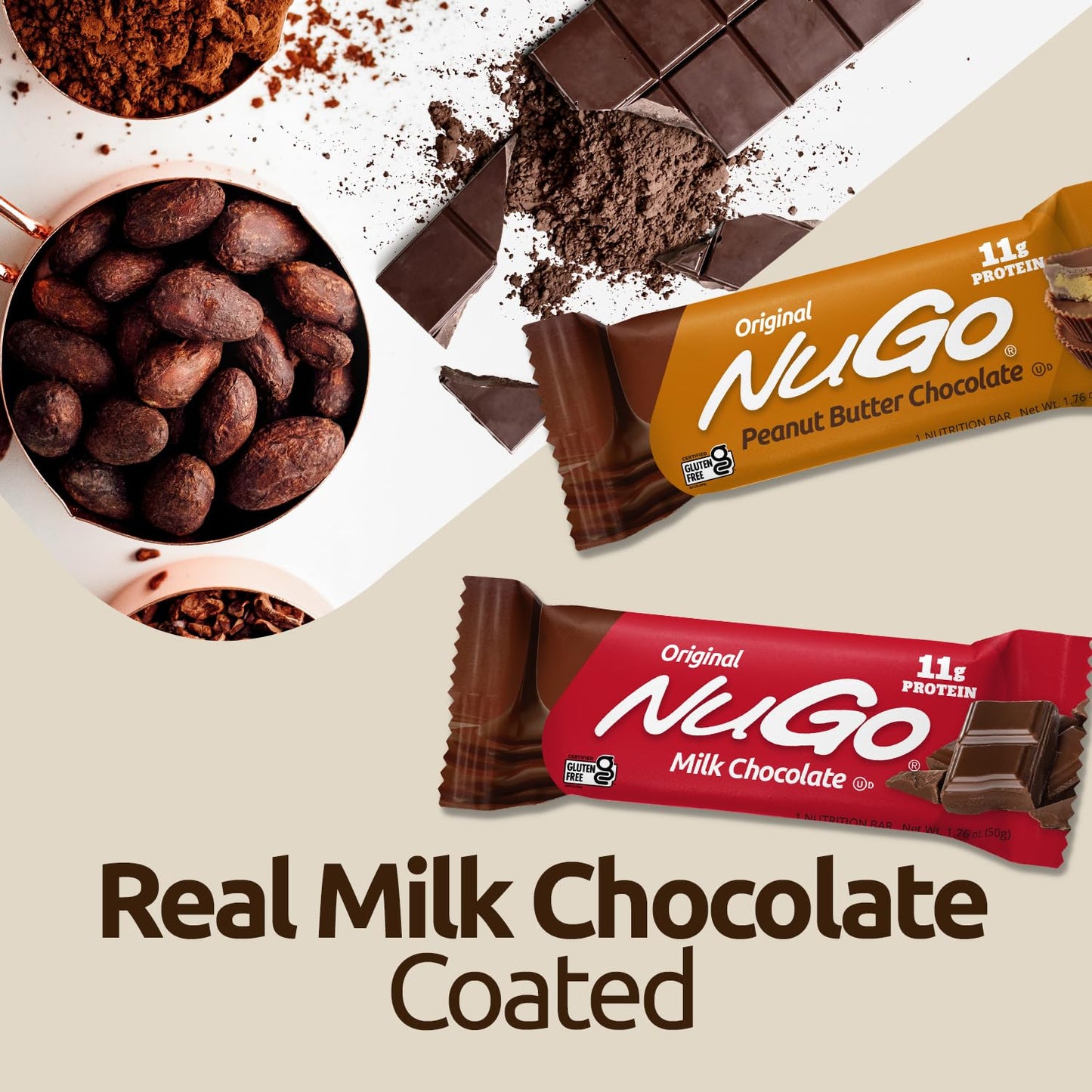 NuGo Protein Bar, Peanut Butter, 11g Protein, Gluten Free, 15 Count
