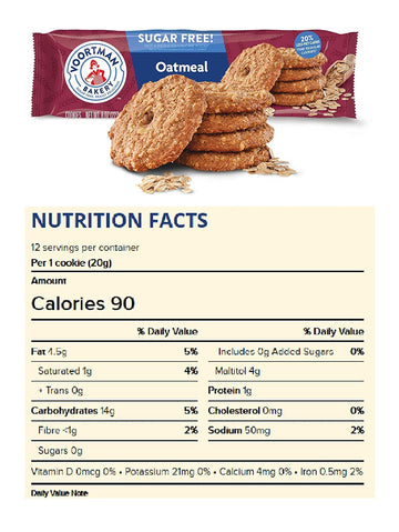 Voortman Bakery Sugar Free Oatmeal Cookies (Pack Of 2) Really Delicious!