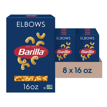 Barilla Elbows Pasta, 16 oz. Box (Pack of 8) - Non-GMO, Made with Durum Wheat Semolina - Kosher Certified