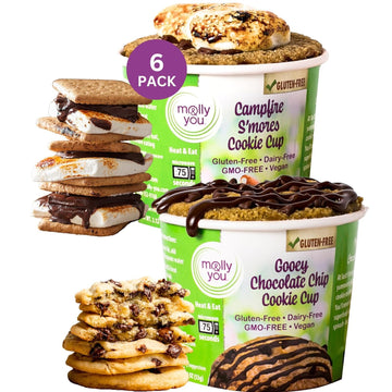 Molly And You Variety Gluten-Free Cookie Cup (Pack Of 6) - A Gluten-Free Dessert, Microwave Cookie Snack Cup, Single Serve Cooki