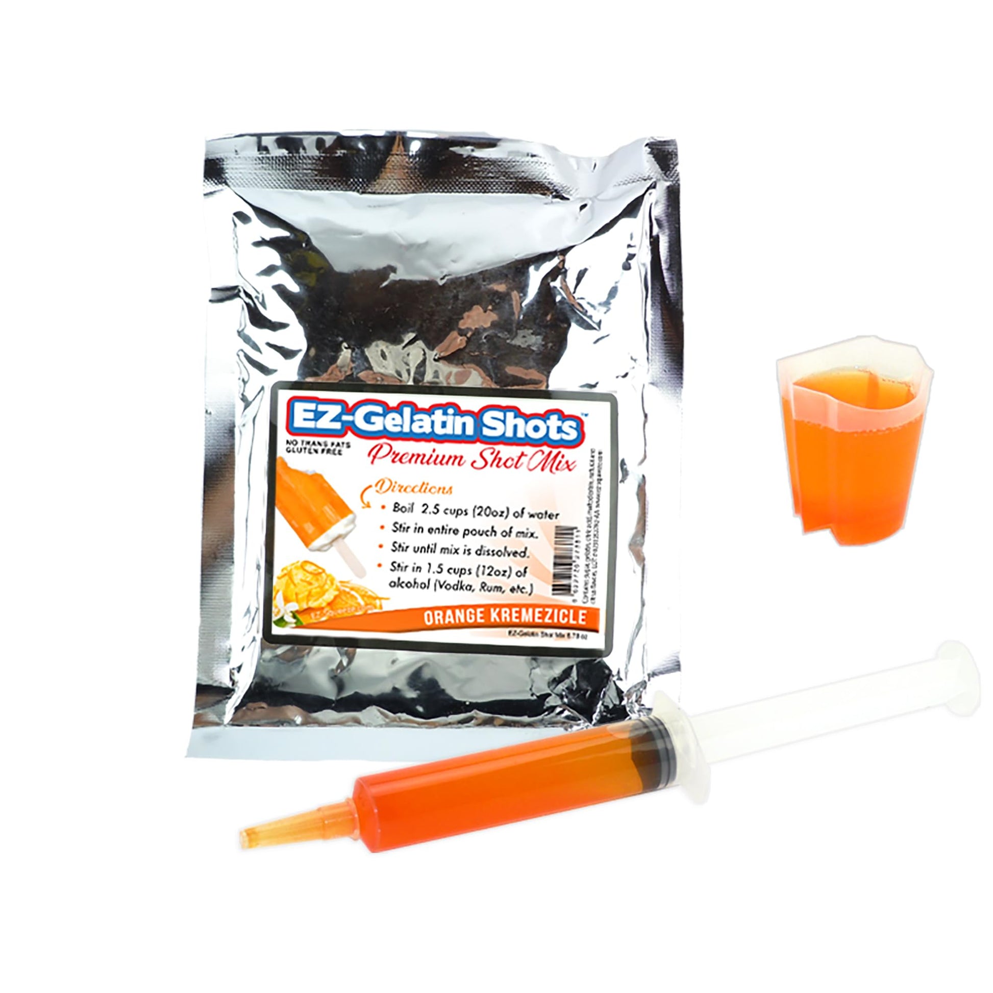 EZ-SQUEEZE Orange Kremezicle Jello Shot Mix - Premium Gluten-Free Gelatin Powder - 6.78 oz Pack