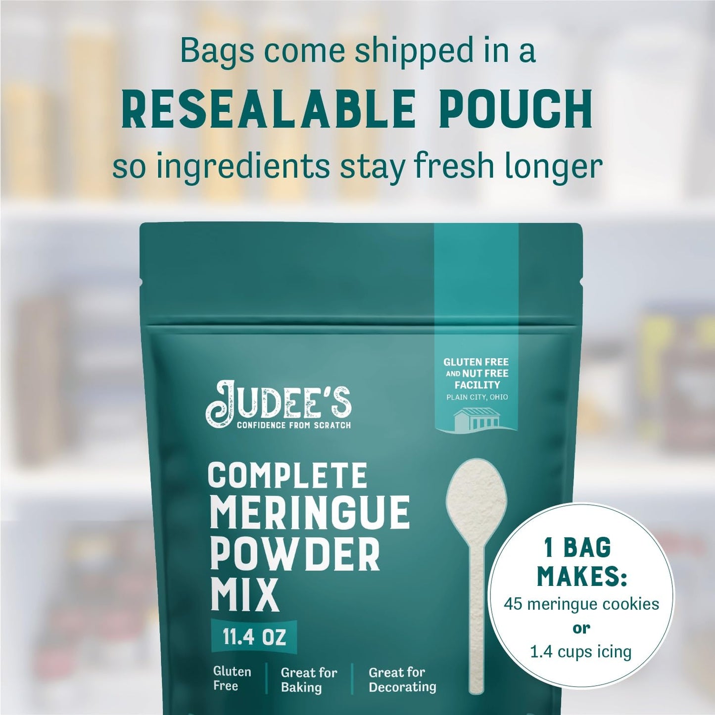 Judee's Gluten Free Meringue Powder Mix - 11.4 Oz, Gluten-Free, Nut-Free, No Preservatives for Cookies, Pies, Frosting, Royal Icing
