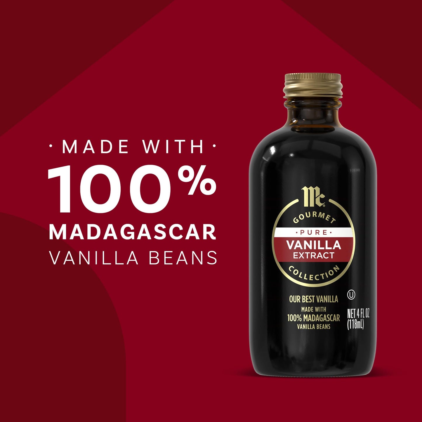 McCormick Gourmet Collection Vanilla Extract  Pure  Our Best Herbs & Spices  Crafted in Small Batches with 100% Madagascar Vanilla Beans  Elevates Cookies  Pancakes  Waffles  Coffee  Sauces  Glazes  and More  4 fl oz