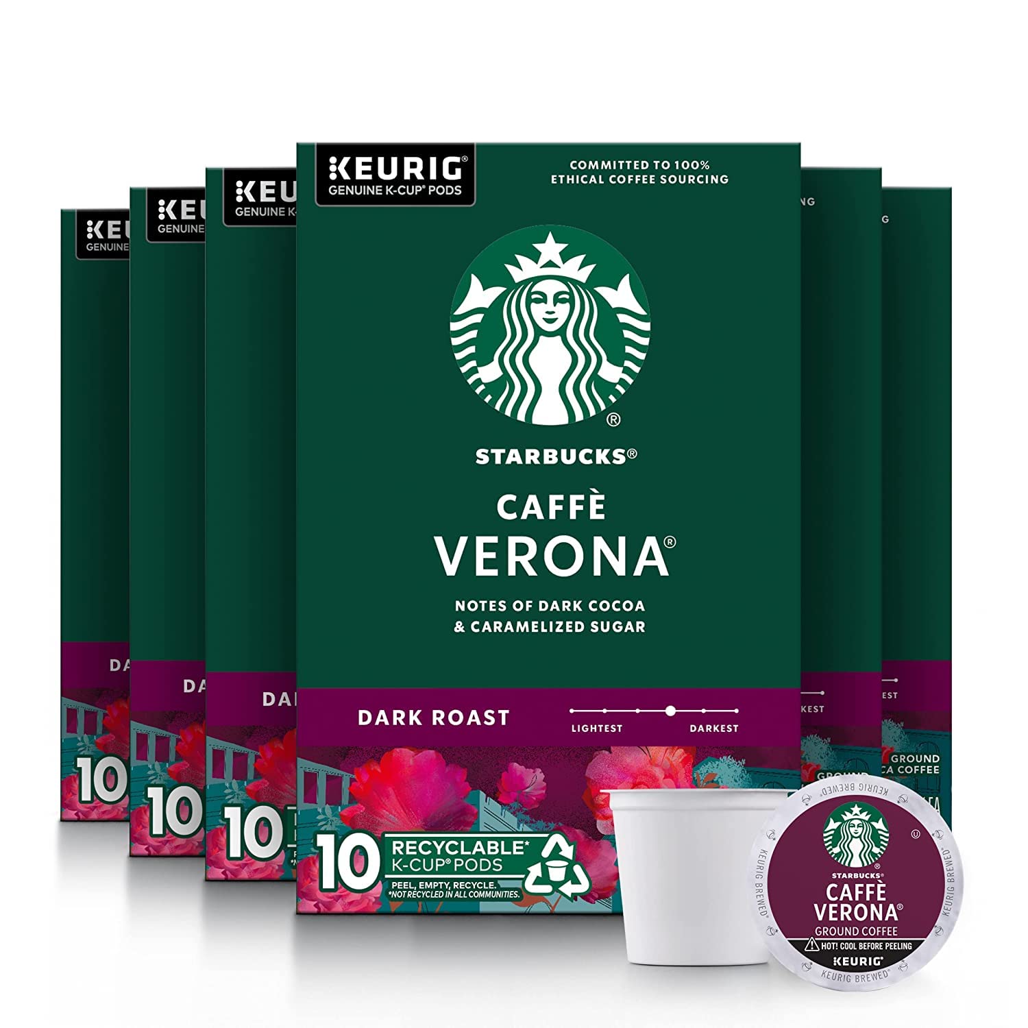Starbucks Cafe Verona Roast K-Cup Pods, Dark Cocoa & Caramelized Sugar, 60 Count