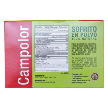 Sofrito En Polvo Campolor Puerto Rico (1 Pack - 20 Sobresitos)