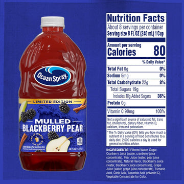 Ocean Spray Mulled Blackberry Pear Juice Drink, 60 Fl Oz - Refreshing Flavor, Perfect for Any Occasion, Pack of 1
