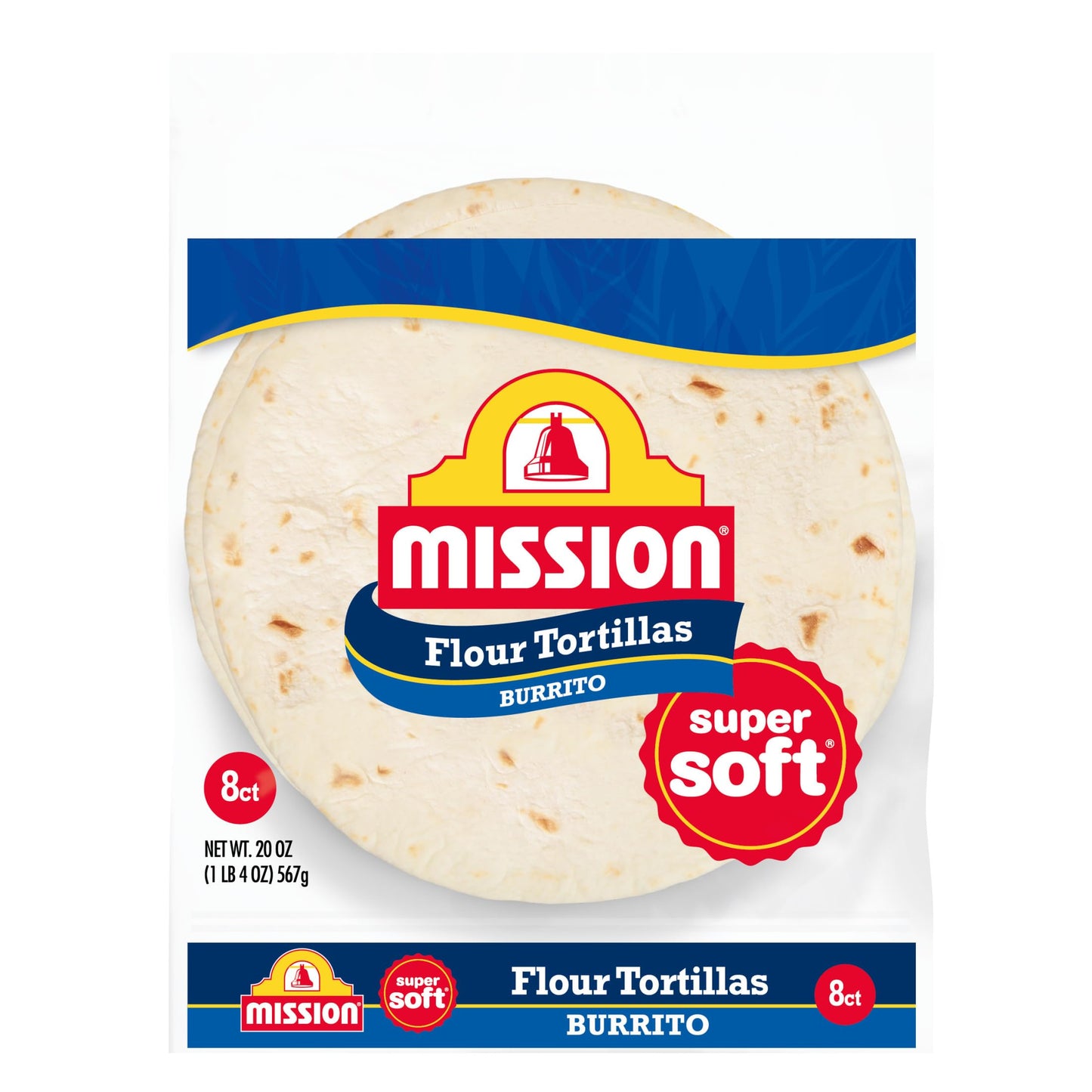 Mission Burrito Flour Tortillas, Large Size, 8 Count, Trans Fat Free