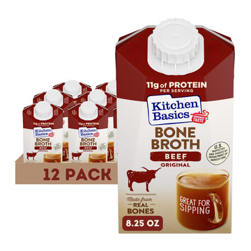Kitchen Basics Beef Bone Broth, 8.25 oz Carton, Pack of 12, Original Flavor