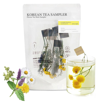 Kkokdam Flower Tea Stick Sampler - Loose Leaf Tea, Fancy Tea Variety Pack Tea Set, Blooming Tea Flowers, Unique Tea Gifts, Loose