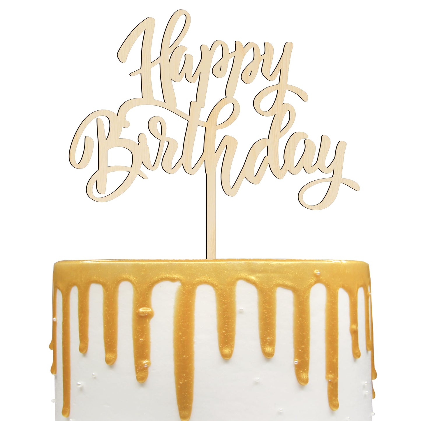 Notbadsys Wooden Happy Birthday Cake Decoration Plugin, Model S1-1MT, Color Wood