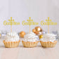 Ercadio Cupcake Toppers Set, 36 Pack Gold Cross Glitter Decorations for Baptism, Small Paper Party Supplies