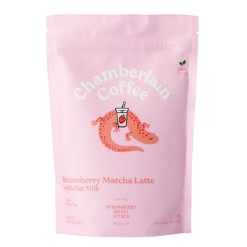 Chamberlain Coffee Strawberry Matcha Latte - Vegan Strawberry Matcha Latte With Oat Milk - Strawberry, Sweet, Citrus - Japanese