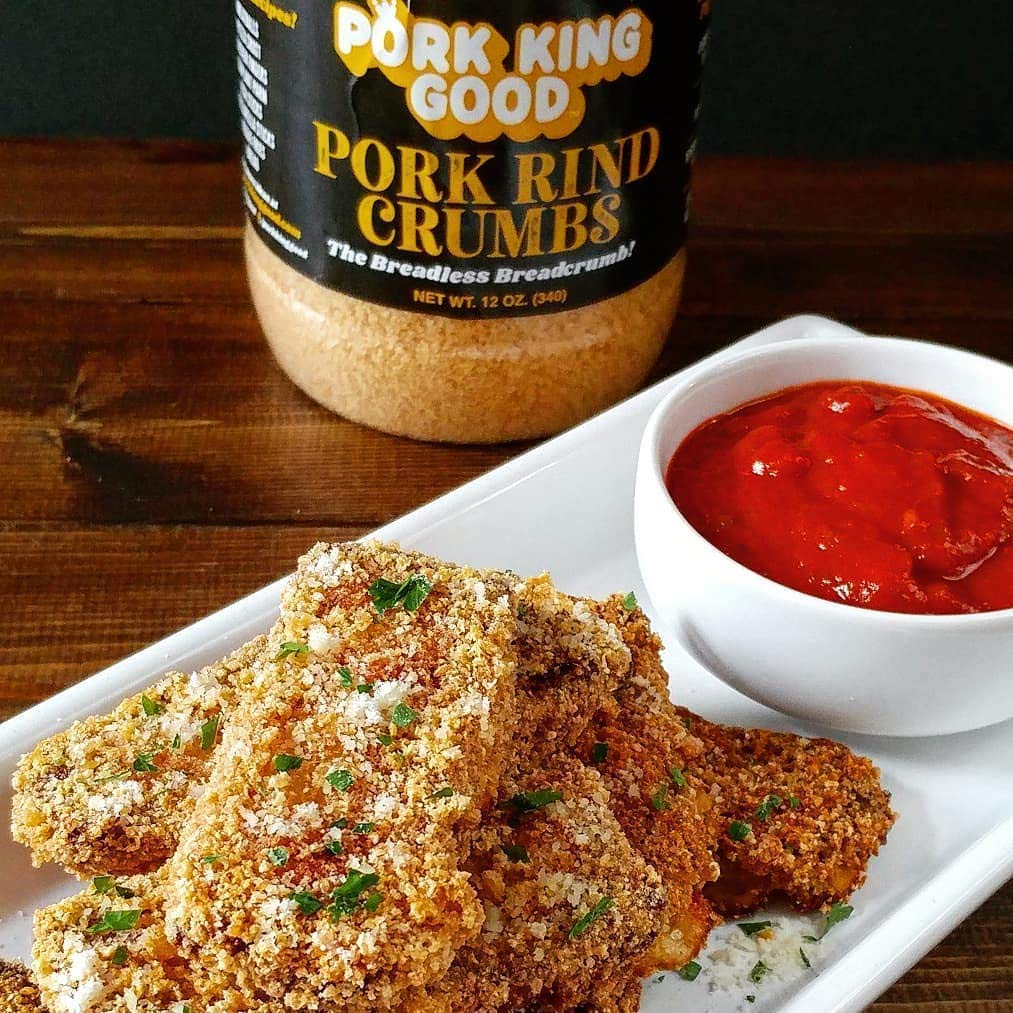 Pork King Good - Pork Rind Breadcrumbs - 2 Pack! Keto Friendly, Paleo, Gluten-Free, Sugar Free, Zero Carb Panko Substitute (Two 12 Oz Jars) (Unseasoned, 2 Pack)