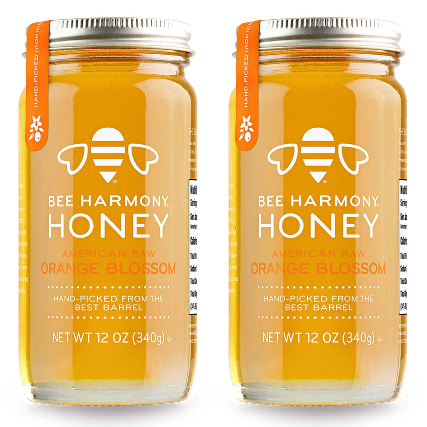 Bee Harmony Raw Orange Blossom Honey, 12 Oz (Pack of 2)
