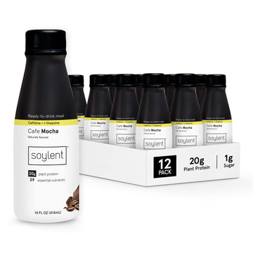 Soylent Complete Coffee Meal Replacement Shake, Cafe Mocha, Ready-To-Drink Plant Based Caffeinated Protein Drink, Contains 20G V