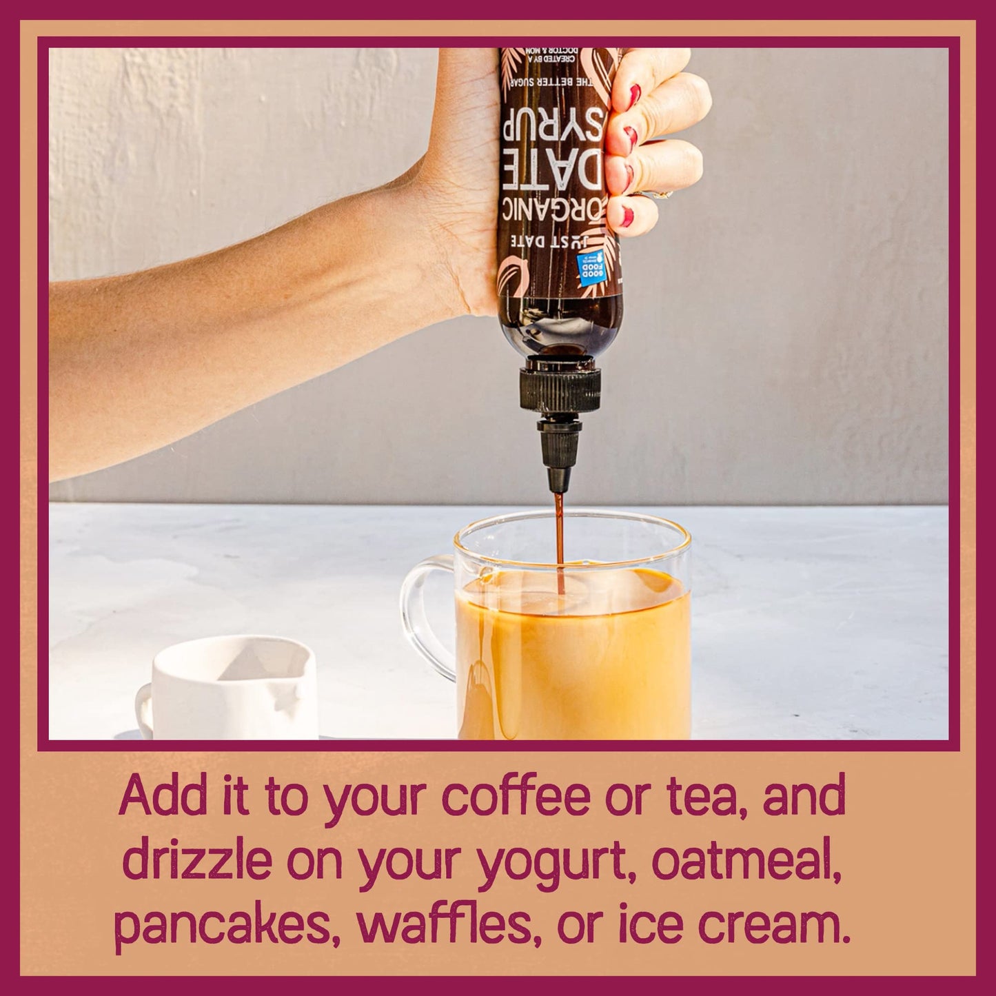 Just Date Syrup Organic Date Syrup, Low-Glycemic, Vegan, 8.8 OZ Squeeze Bottles, Pack of 6