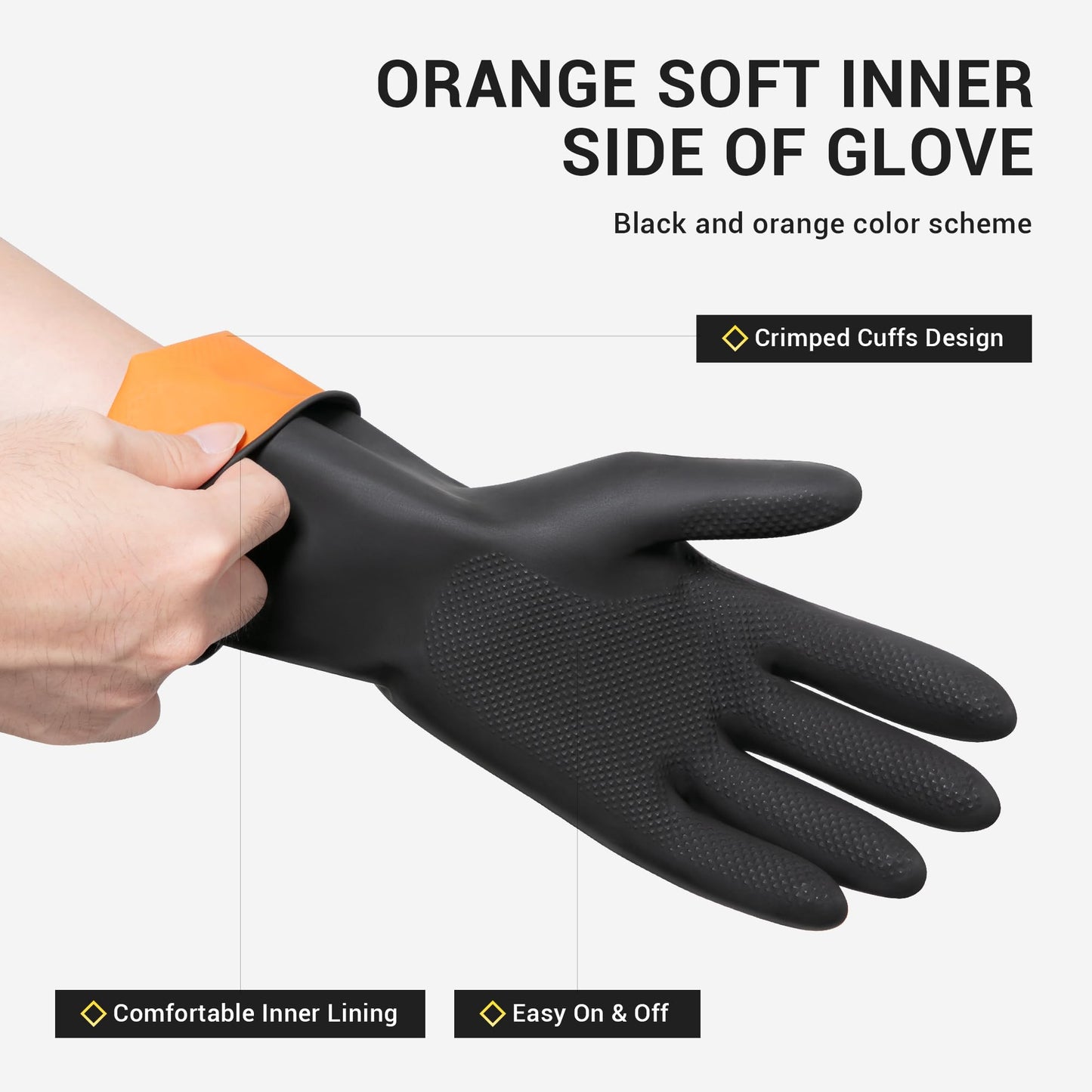 Thxtoms Dishwashing Gloves, 3 Pairs Reusable Latex Cleaning Gloves For Housework, Kitchen, Bathroom, Extra Large, Black