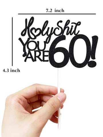 60 Birthday Cake Toppers-Black Glitter, Sixty Cake Topper, 60 Cake Topper, 60Th Birthday Decorations,60Th Birthday Cake Topper,