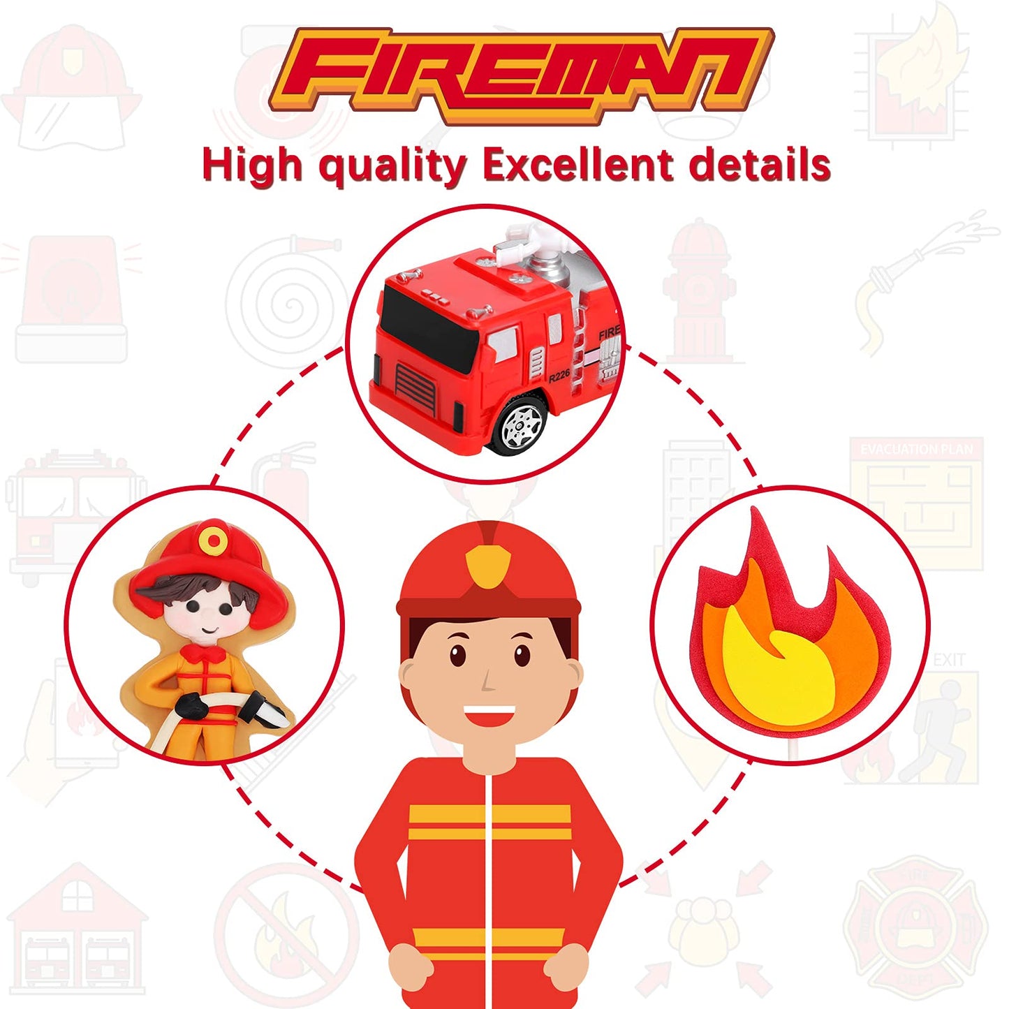 15 Pieces Fire Truck Cake Topper Fireman Cake Topper Firetruck Birthday Decorations For Fireman Fire Trucks Birthday Party Cake