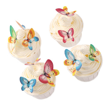 YOcity Edible Wafer Paper Butterfly Cake Toppers Set of 40, Mixed Color, Assorted Sizes, Rice Paper Decorations for Parties