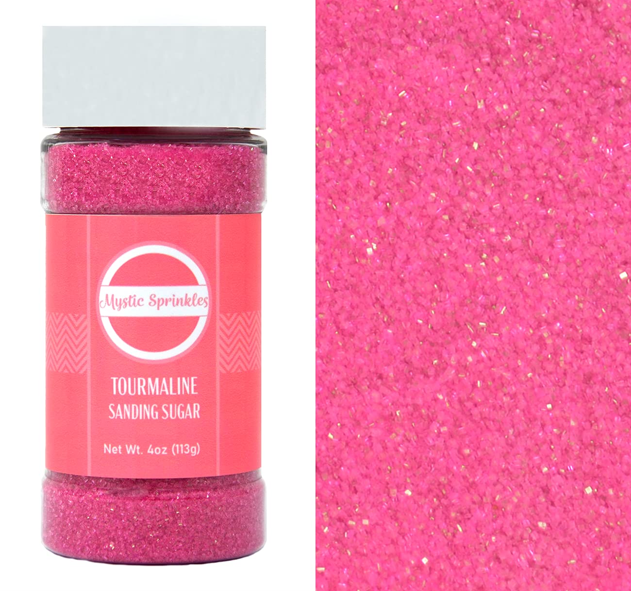 Mystic Sprinkles Sanding Sugar 4Oz Bottles (Tourmaline - Hot Pink Sanding Sugar 4Oz)