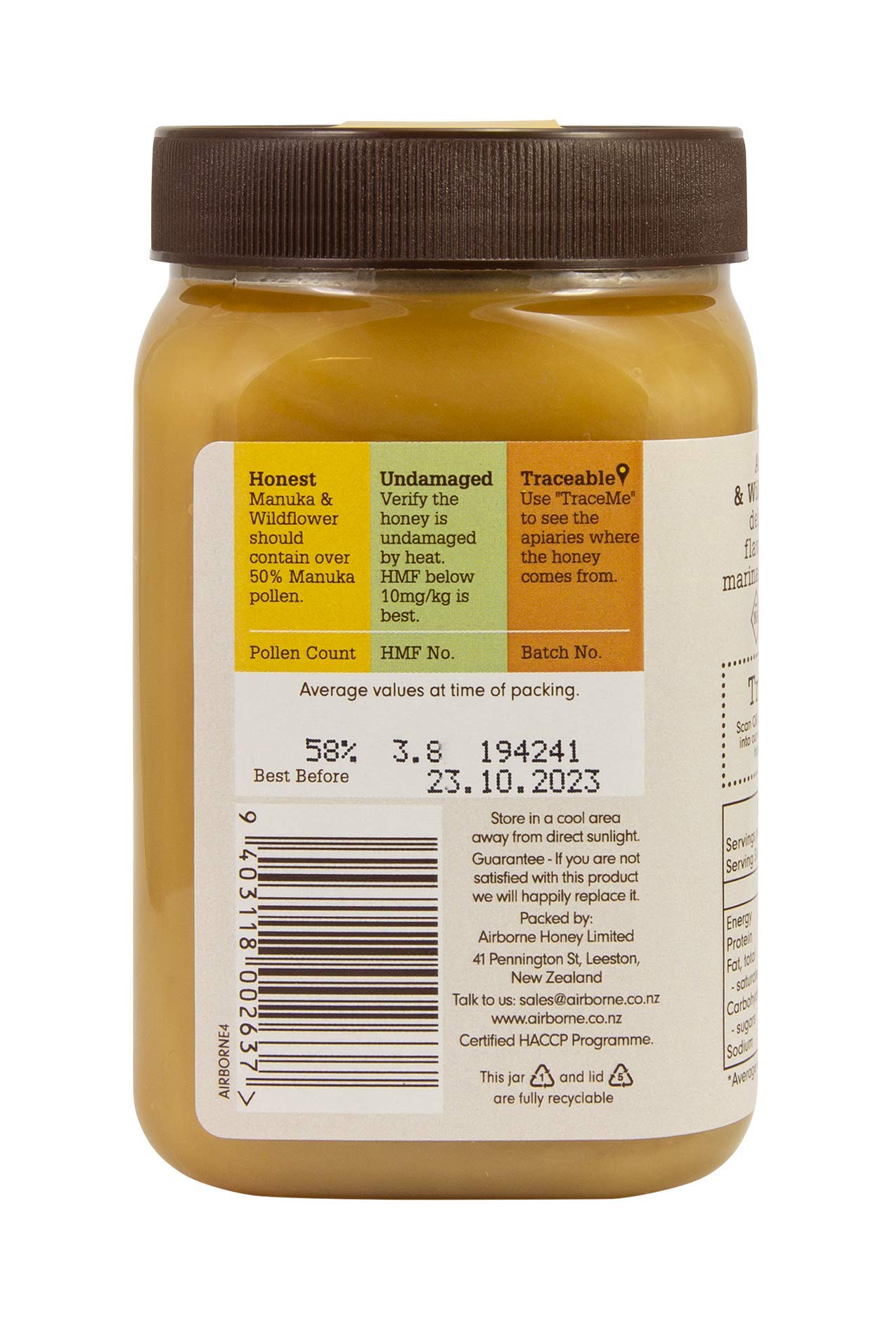 Airborne (New Zealand) Manuka With Wildflower Blend Honey 500G / 1.1Lbs