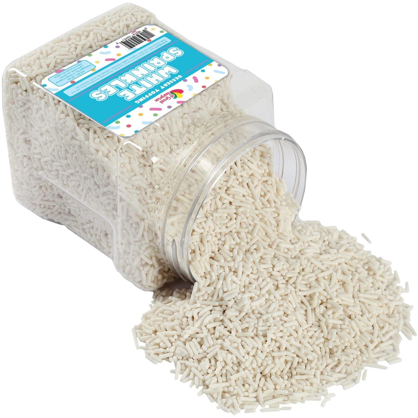White Sprinkles Bulk - Easter Sprinkle Toppings - 2.2 Lb Bulk Jimmies In Resealable Container - Sprinkle For Baking, Cookies, Cake And More