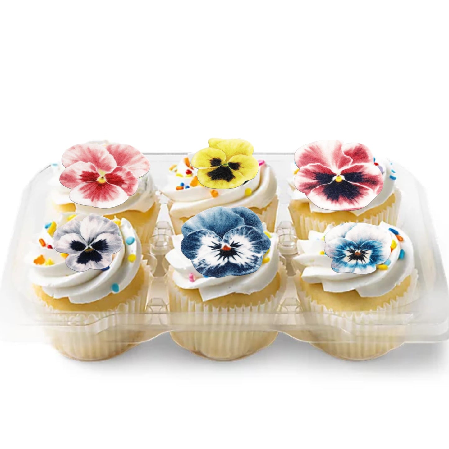 Rssta i Edible Flowers Cake Toppers - 60 Pack Wafer Paper Cupcake Picks for Baby Shower, Wedding, Birthday, Design 6