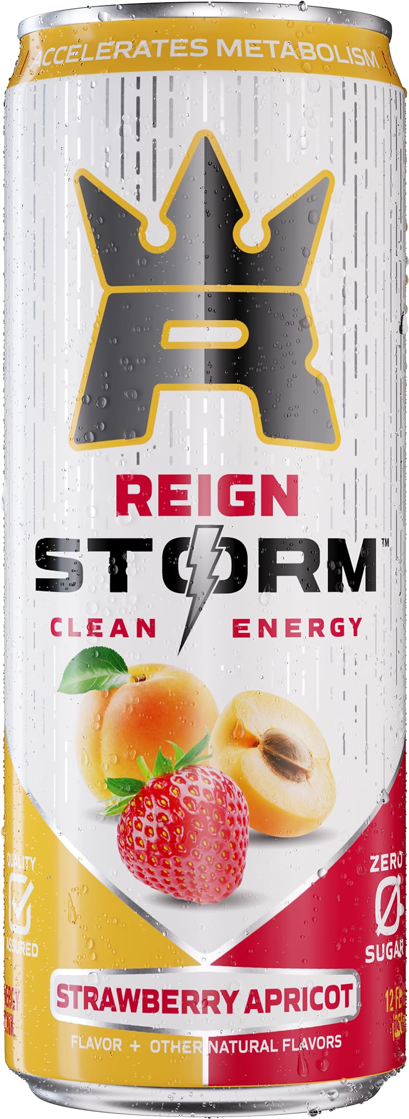 REIGN Fitness & Wellness Energy Drink, Strawberry Apricot, 12 Fl Oz, Pack of 12