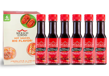 Mexico Lindo Picante Negra Xxxtra Hot Sauce | Scoville Unit Level 80,000 | Sugar Free | 5 Fl Oz Bottles (Pack Of 6)