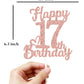 veegood 17th Birthday Cake Topper - Rose Gold Glitter Cardstock, Happy 17th Decorations for Men & Women