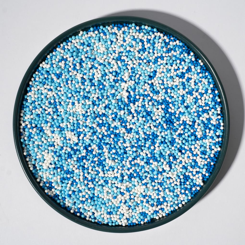 NIPEOR Edible Pearl Sprinkles for Cake Decorating - 2mm Blue Light Blue - 130g/4.6oz 1 Bottle