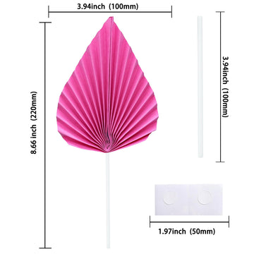 Gyufise 6Pcs Paper Palm Fan Cake Topper Palm Spear Leaves Fan Cake Pick Decoration For Diy Craft Project Home Made Wedding Brida