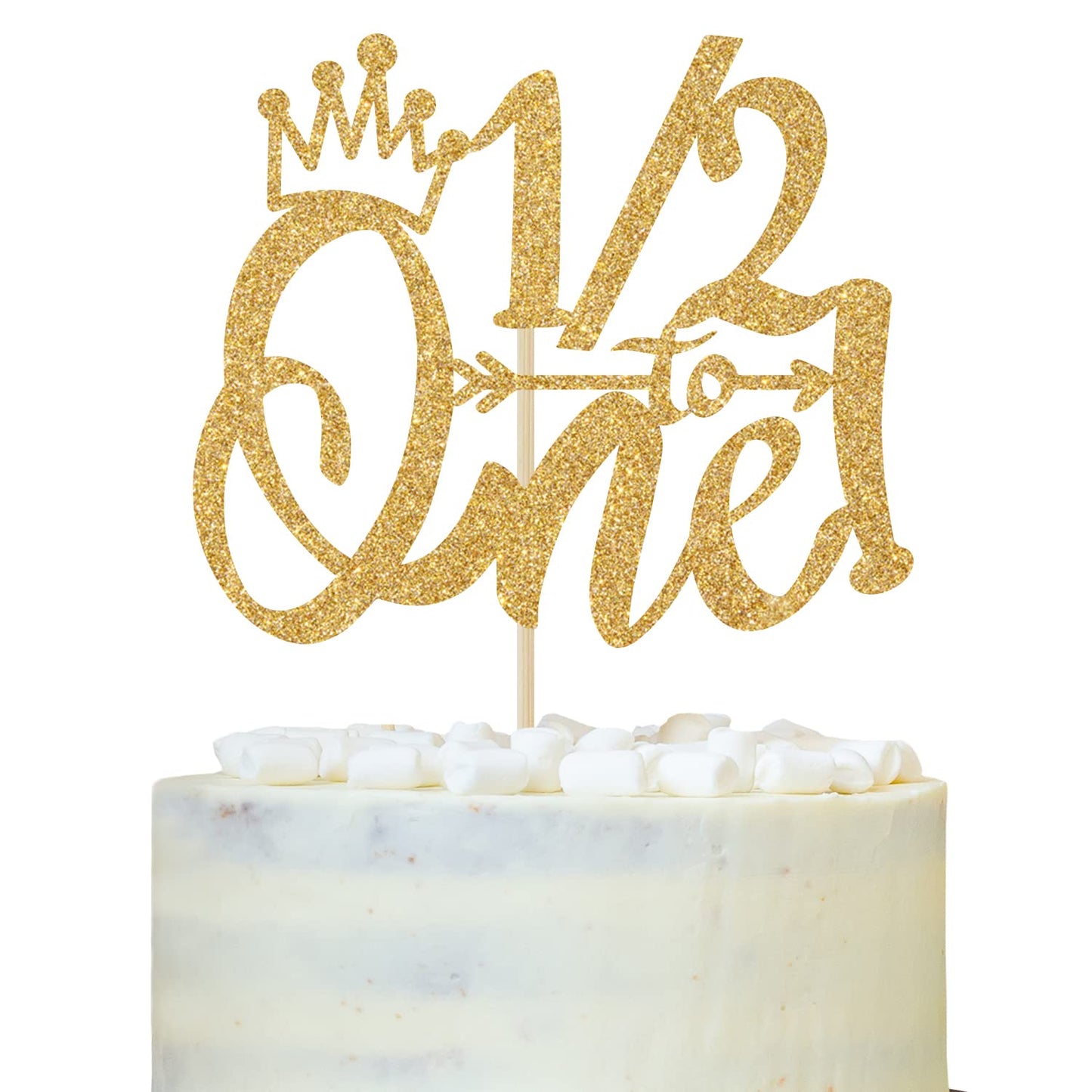 1/2 Way To One Cake Topper, Half Way To One, 1/2 Birthday Cake Topper, For Baby Boys Girls 6 Months Birthday Party Decorations G