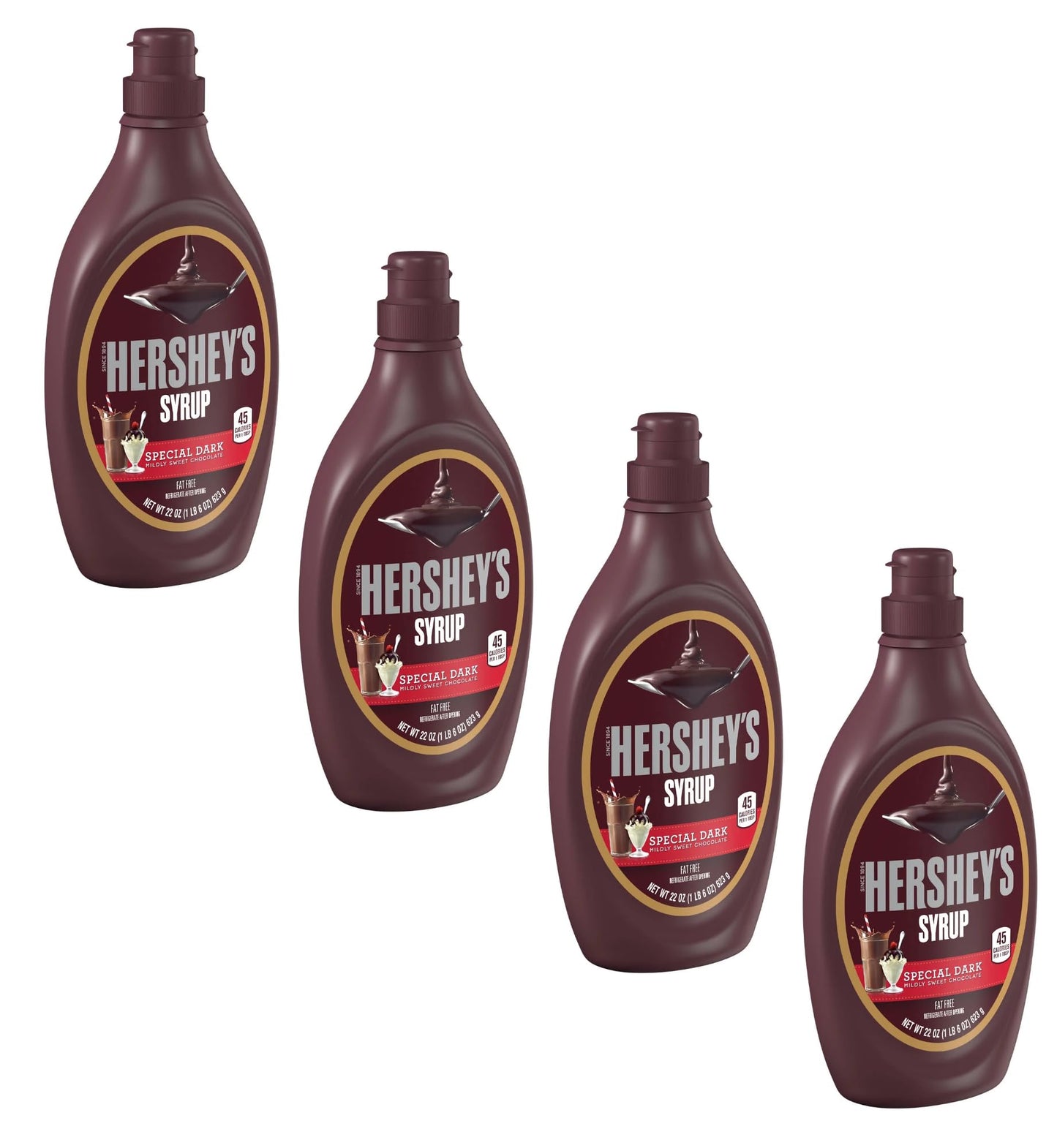 HERSHEYS Special Dark Syrup - Mildly Sweet Chocolate Syrup - Pack of 4 - 22 Oz