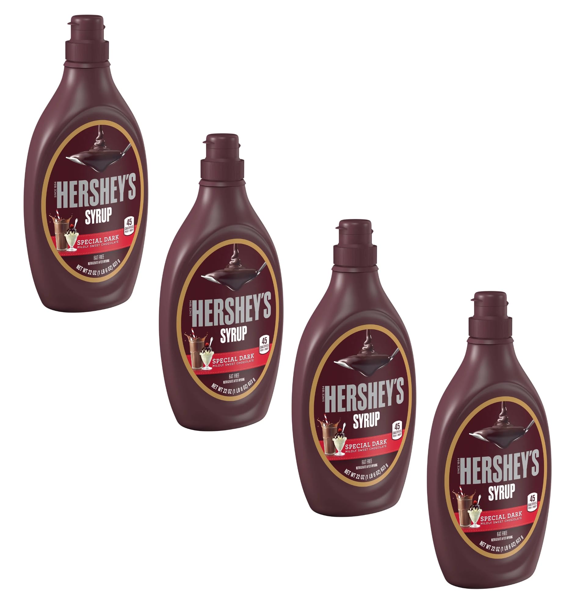 HERSHEYS Special Dark Syrup - Mildly Sweet Chocolate Syrup - Pack of 4 - 22 Oz