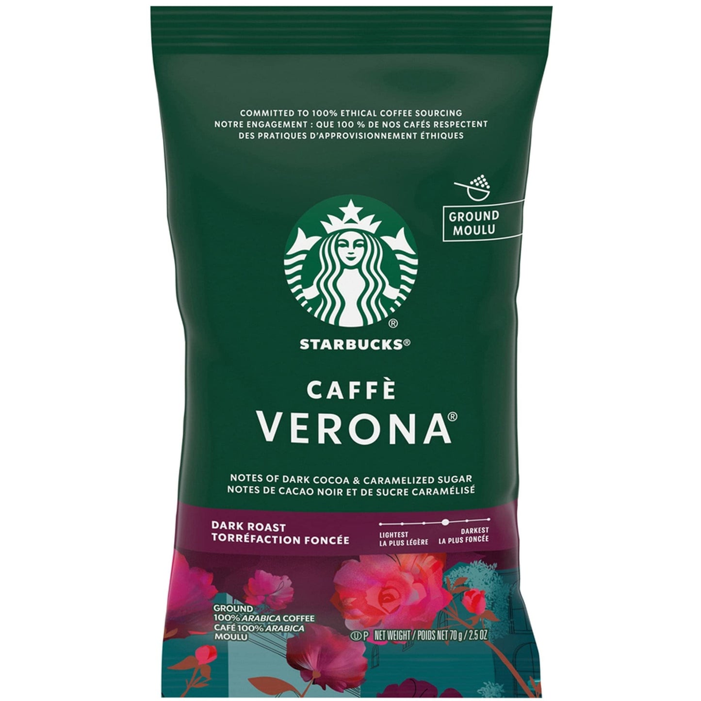 Starbucks Caffe Verona Ground Coffee, 2.5 Oz., Box Of 18