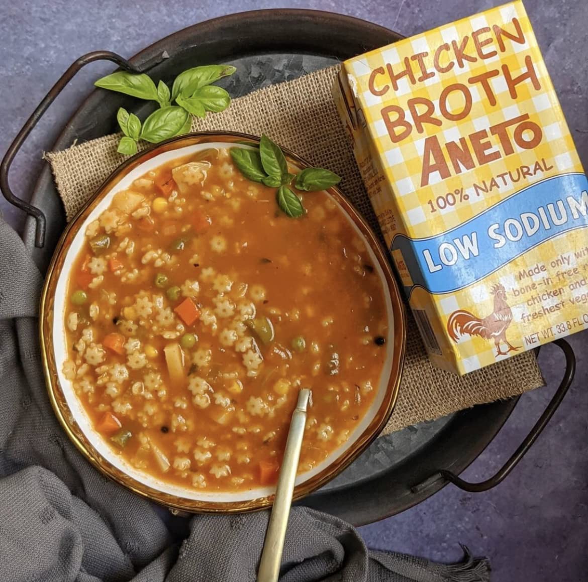 Aneto 100% Natural Low Sodium Chicken Broth | 34 Fl Oz - 1 Pack | Freshest Ingredients | No Concentrates Or Powders |