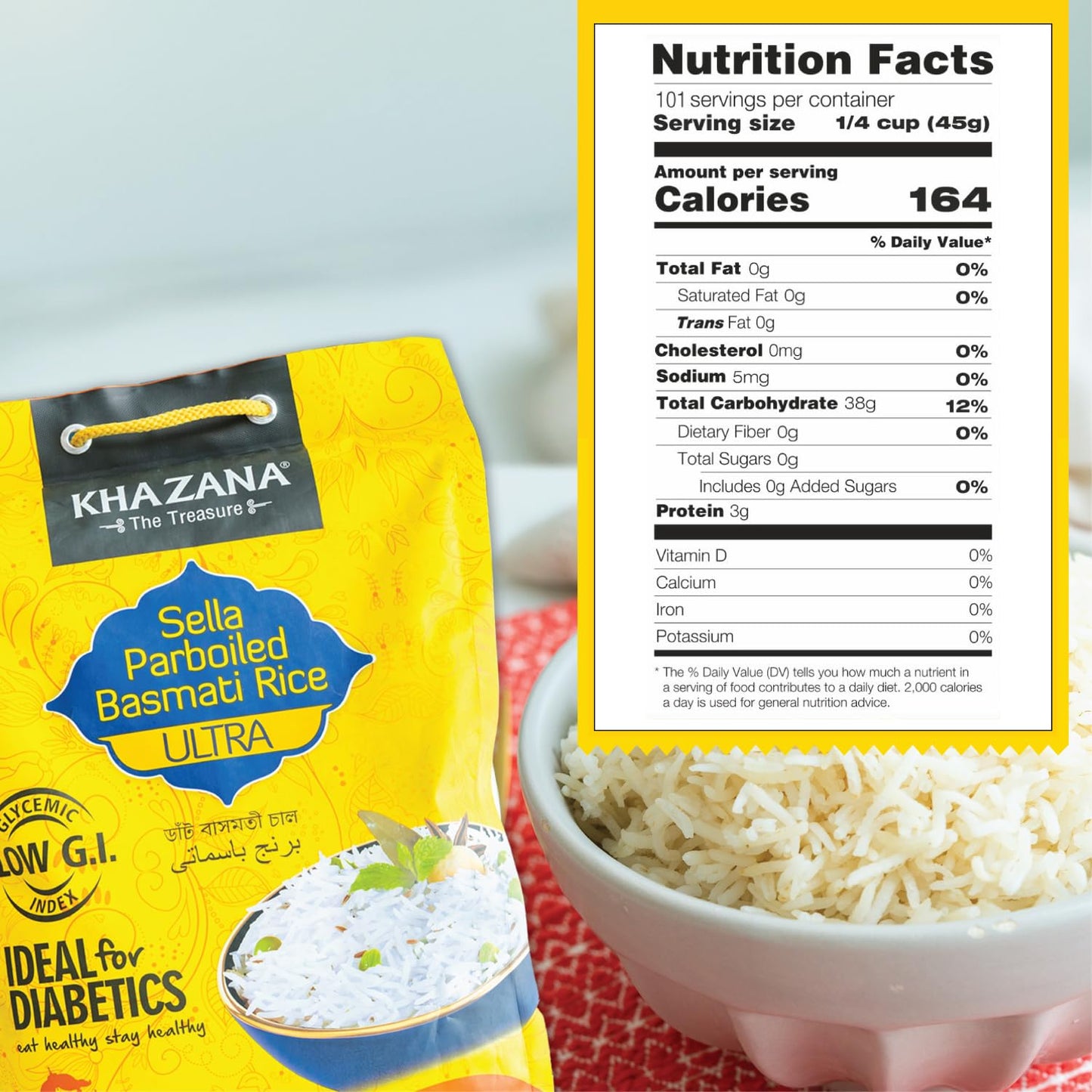 Khazana Basmati Rice - Authentic Ultra Long Grain, Non-GMO, Gluten Free, 10 lb Bag, Aromatic, White