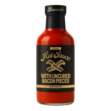 Baconic Bacon Infused Hot Sauce - Spicy, Zero Sugar, Keto-Friendly, 12oz Glass Bottle