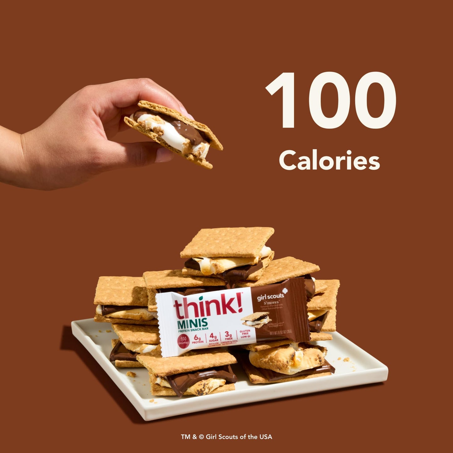 Think! Minis Protein Snack Bar, Gluten Free, Girl Scouts S'Mores, 15 Count