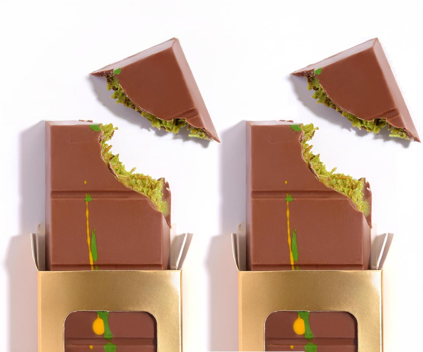 2 Pack Dubai Chocolate Bar Pistachio, Handmade Luxury Knafeh Chocolate Bar With Pistachio Cream And Kataifi (Total 7 Oz - 200G)
