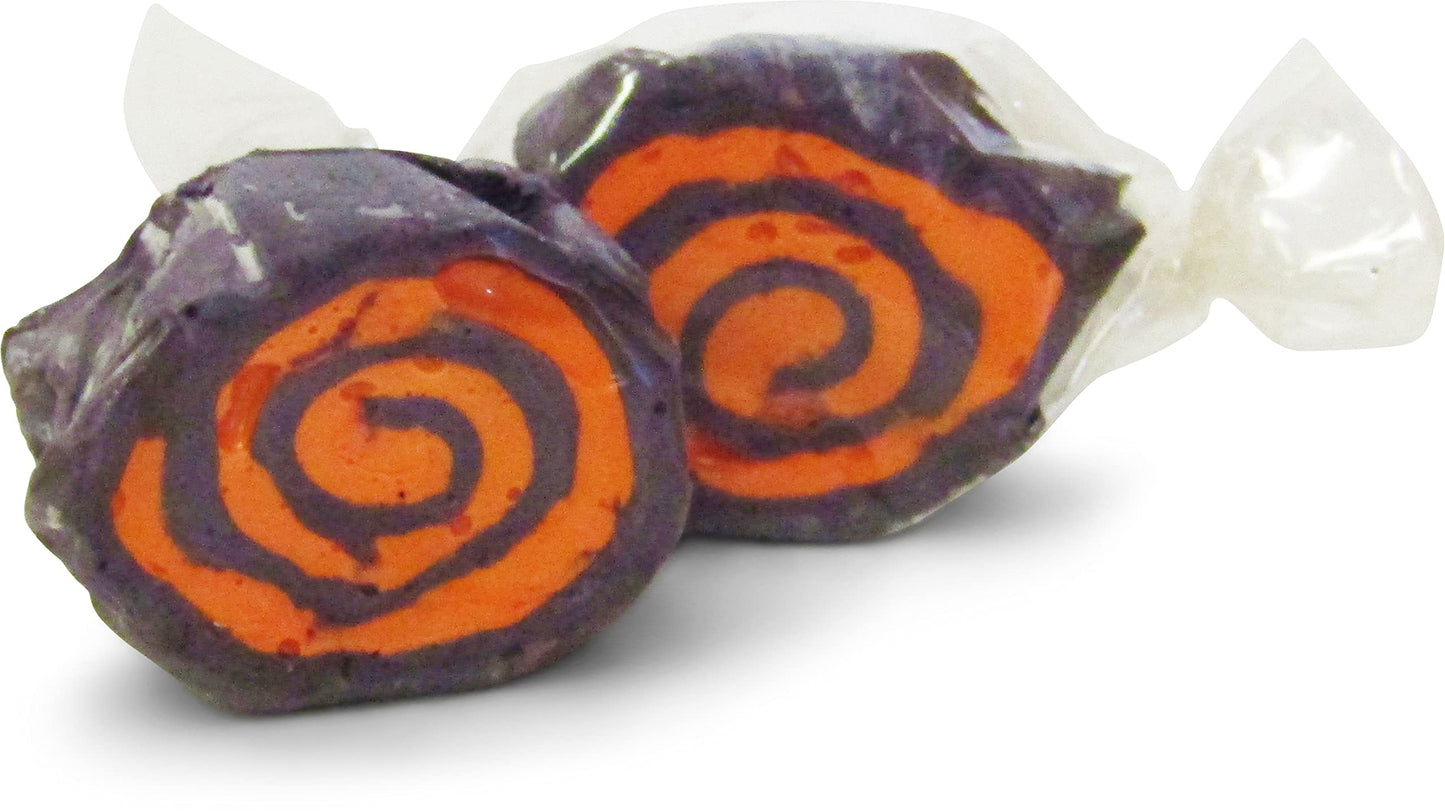 Halloween Black and Orange Cream Taffy Chews by Its Delish, 5 lbs Bulk Bag - Individually Wrapped Gourmet Soft Fluff Taffy - Pe