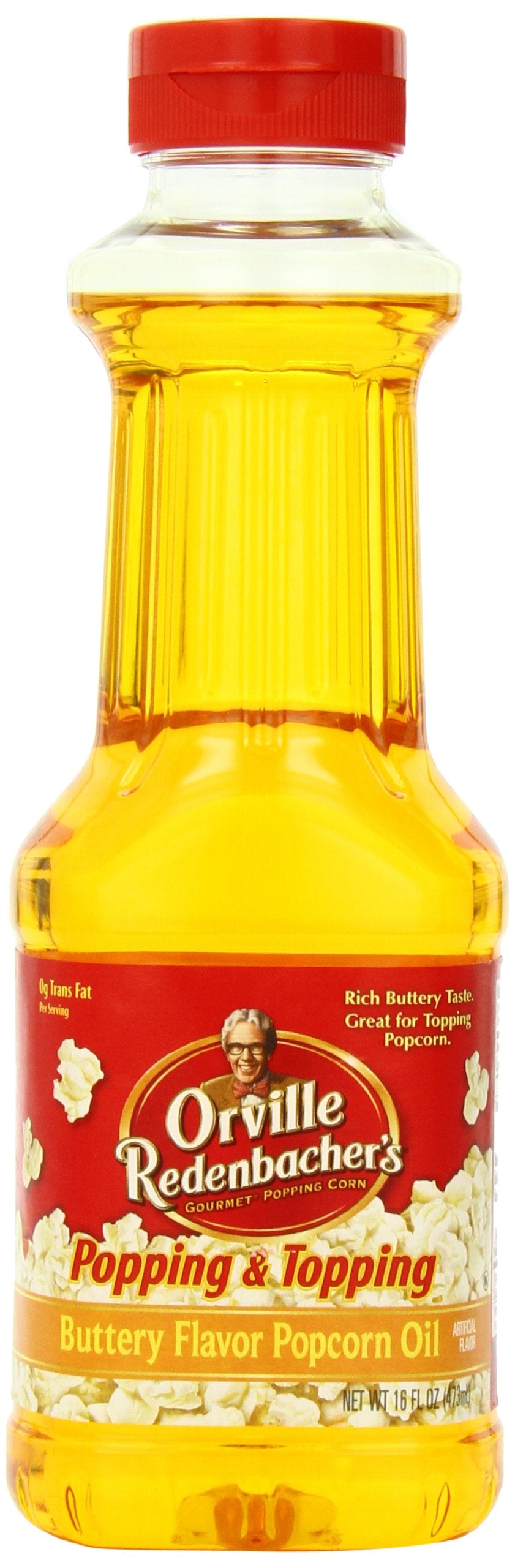 Orville Redenbachers Popping & Topping Buttery Flavored Popcorn Oil, 16 Fl Oz Bottle (6 Pack)