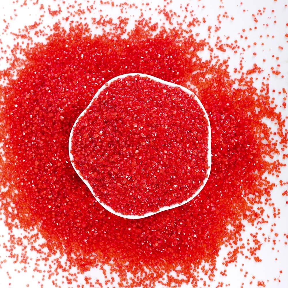 Kasvan Red Sanding Sugar Sprinkles - Edible Sugar Crystals, Baking Cake Decorations, Ice Cream Toppings Cupcake Decorating, Wedd