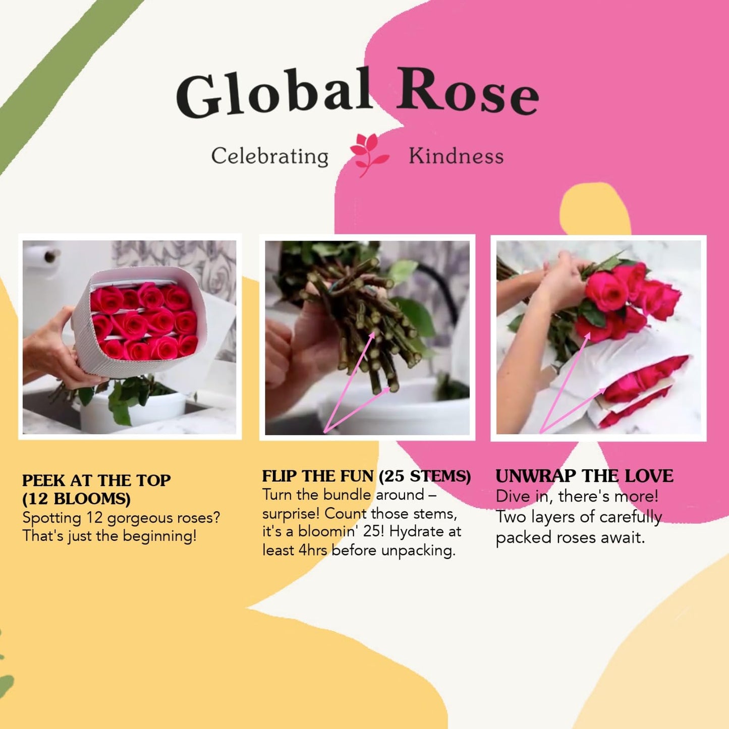GlobalRose Fresh Cut Assorted Roses - 100 Roses (4 Bundles of 25) Fresh Bouquet for Birthday, Anniversary, Womens Day, or Home