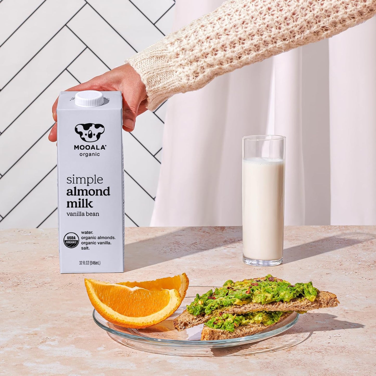 Mooala Organic Simple Almond Milk Vanilla, 32oz - 4 Ingredient, Shelf Stable, No Gums, No Oils, No Fillers, Unsweetened, Non-GMO