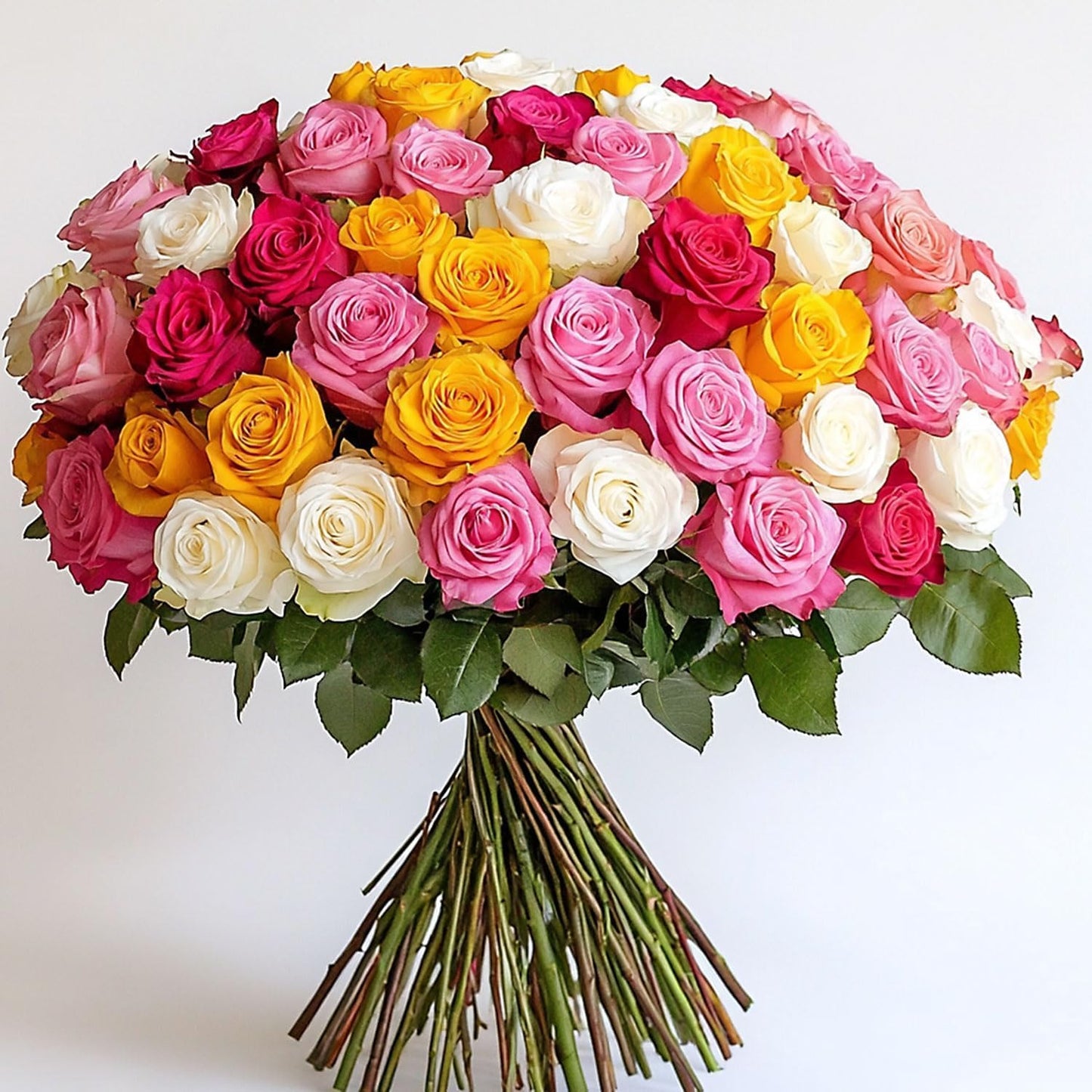GlobalRose Fresh Cut Assorted Roses - 100 Roses (4 Bundles of 25) Fresh Bouquet for Birthday, Anniversary, Womens Day, or Home 