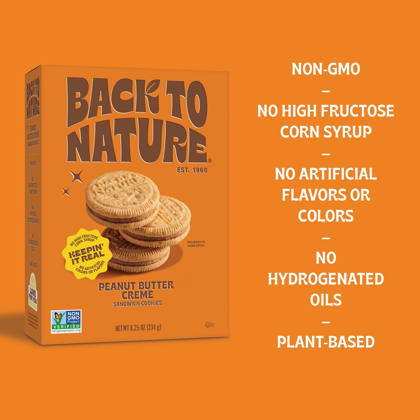 Back To Nature - Peanut Butter Creme Sandwich Cookies - Made With Real Ingredients Like Wheat Flower & Whole Grains - Seriously